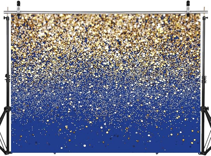 SJOLOON Blue Glitter Backdrop Royal Photo Backdrop for Birthday Party Decoration Graduation Studio Props 12558 (8x6FT)