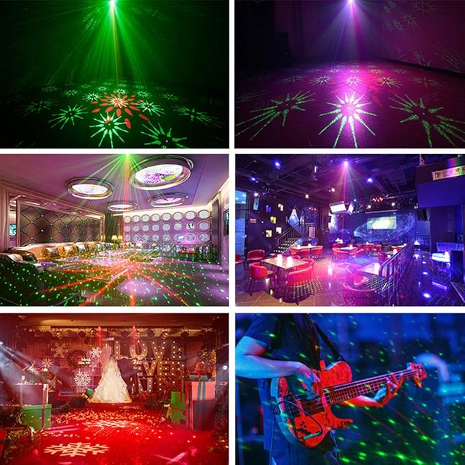 Mini Party Lights Dj Disco Strobe Stage Lights Sound Activated Laser Llights Projector with Remote Control for Parties Bar Birthday Wedding Holiday Event Live Show Xmas Decorations