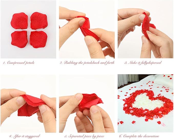 1000Pieces Rose Petals, Artificial Flower Petals Fake Rose Petals for Romantic Night,Wedding,Proposal Anniversary Flower Decorations (Rose Red)