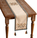 patdrea Designer Beige Farmhouse Geometric Patterned Extra Long,Wrinkle Resistant Linen Table Runner 118 Inch Long,Decoration for Kitchen Dining and Coffee Tables Banquet Christmas , 12"x118"