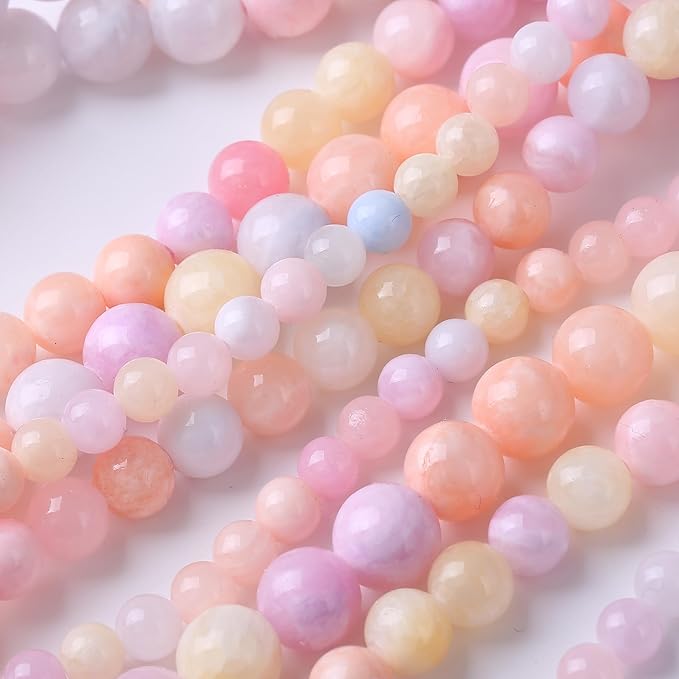 Colorful Rice Topaz Stone Beads Gemstone Round Crystal Energy Jade Beads Stone Beads for Jewelry Making DIY Bracelet Necklace Jewelry Making 1 Strand 15.5inch 60PCS 6MM
