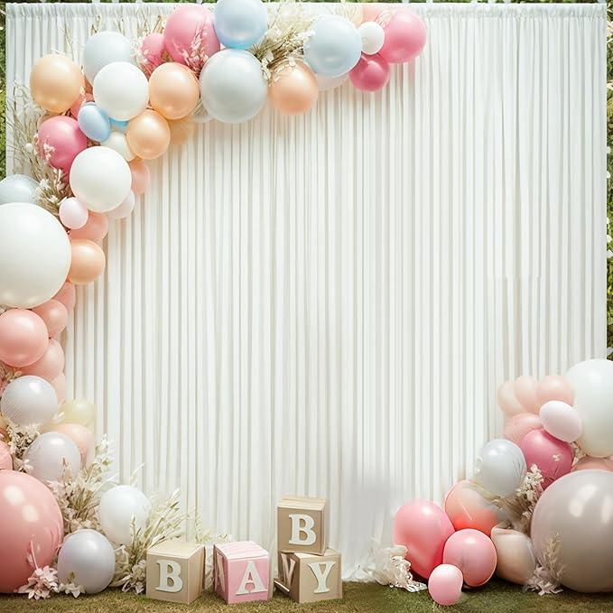 30×12ft Wrinkle Free Ivory Backdrop Curtain for Wedding Parties, 6 Panels 5×12ft Long Soft Silky Polyester Backdrop Drapes Cream Photo Back Drop Curtains for Party Photography Background Cloth