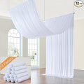 60ft x 15ft White Wrinkle Free Backdrop Curtains for Parties,Silky Polyester Fabric Wedding Ceiling Drapes, 12 Panels 15ft Photo Back Drop Drapes for Baby Shower Photography Stage Background Cloth
