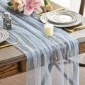 Artoid Mode Pearl Blue Gauze Table Runner 59x120 Inch , Seasonal Sheer Kitchen Dining Holiday Wedding Birthday Baby Shower Table Decor for Home Party