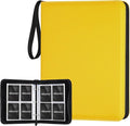 4 Pocket Card Binder, Premium Zip Trading Card Binder, 400 Double Sided Pocket PU Card Collection Binder, Collector Card Album, Card Folder for MTG, TCG, Sports Cards, Game Cards (Yellow)