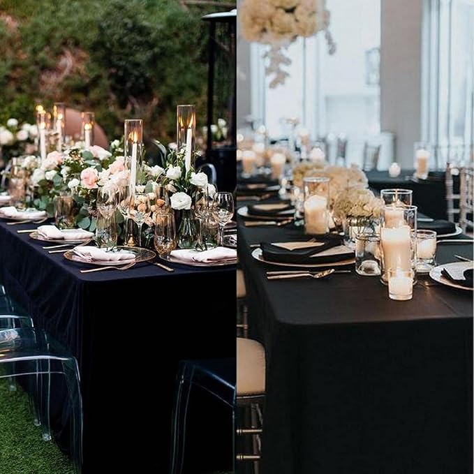 6 Pack Black Rectangle Tablecloths, 60 x 102 Inch, Stain & Wrinkle Resistant Polyester, Perfect for 6FT Tables, Parties, Wedding, Dining