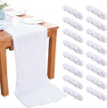 16PCS White Cheesecloth Table Runner 10FT 35x120Inch Boho Gauze Cloth Long Rustic Sheer for Wedding Party Baby Bridal Shower Decor