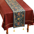 patdrea Designer Casual Wild Floral Velvet Table Runner 71 Inch Long, Dark Blue Occult Bouquets Pattern Table Mat, Decoration for Kitchen Dining Coffee Table Cabinet Banquet Thanksgiving,12"*71"