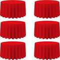 BRILLMAX 6 Pack Red Round Tablecloths 120 Inch - Circle Bulk Linen Polyester Fabric Washable Table Cloth Cover for Wedding Reception Banquet Birthday Party Buffet Restaurant