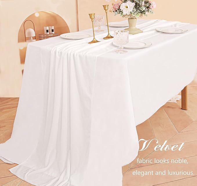 Velvet Table Runner 20 x 120 Inches 10ft Luxurious Thick Soft Velvet Christmas Thanksgiving Wedding Reception Table Runner for Party Reception Decorations(Ivory, 1 Pack)