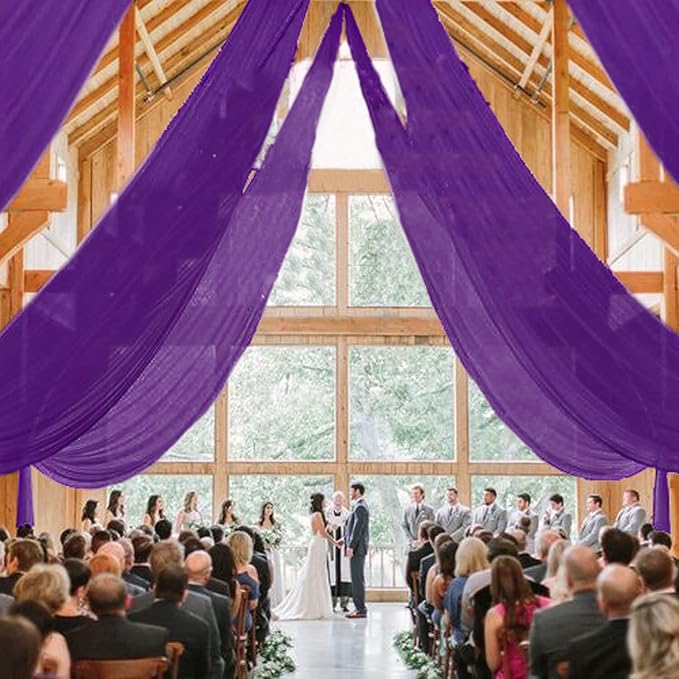 MODFUNS Ceiling Drapes for Parties Purple Ceiling Curtains 2 Panels 5FTx20FT Wedding Arch Draping Fabric Chiffon Curtains for Arbor Stage Sheer Backdrop Drapes for Ceiling Decorations Drapery Sheers