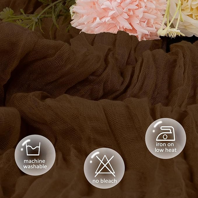 6 Pack Brown Cheesecloth Fall Table Runner 10ft Boho Gauze Fabric Cheese Cloth Table Runner 35 x 120 Inch Rustic Sheer Runner for Thanksgiving Wedding Decor Baby Shower Party Centerpiece Decoration
