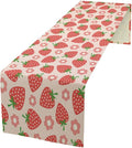 Strawberry Table Runner Spring Summer Fruit Pink Berry Forest Garden Dinner Runner for Girl Baby Shower Party Holiday Home Kitchen Dining Table Decor 13x36