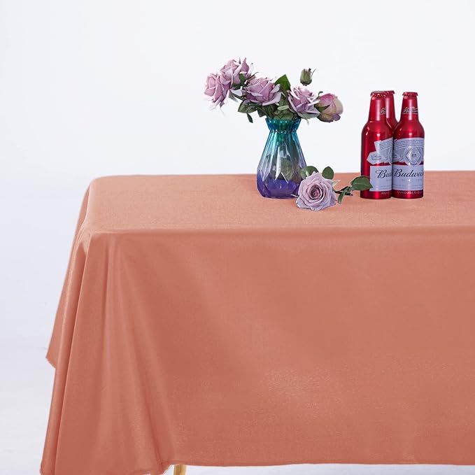Ascoza 2pack 60x102 Inch Dusty Pink Rectangular Tablecloth 6 Feet Table Cloth in Polyester Fabric for Wedding/Banquet/Restaurant/Parties