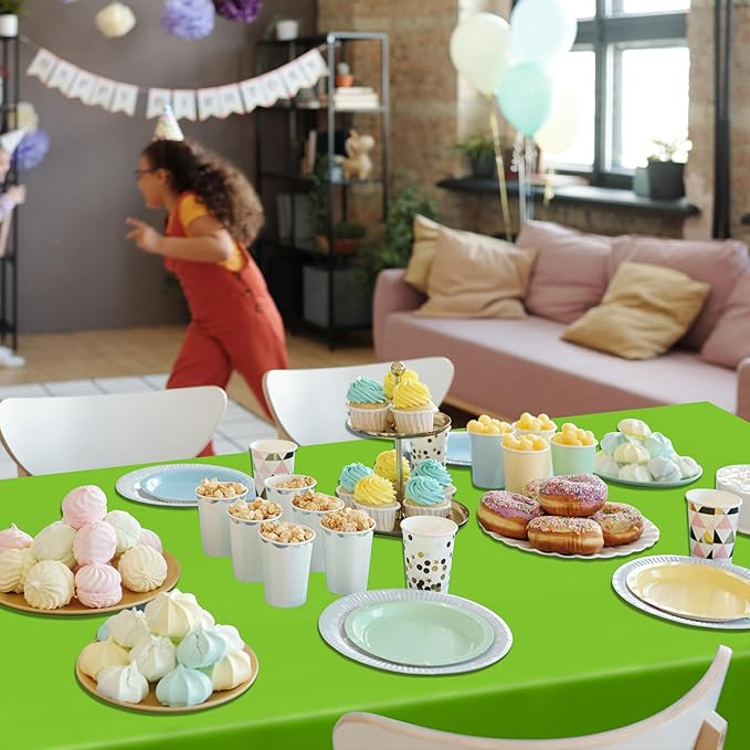 QZYL 4 PCS Plastic Tablecloth, 54 x 108 Inches Waterproof Disposable Table Cloth, Spring Tablecloth of Baby Shower Football Party Decorations, Table Cover for Rectangle and Round