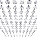 33ft K9 Glass Crystal Garland Strands - Hanging Chandelier Gem Bead Chain - 14mm Clear Octagon Prism Diamond String Decorations for Wedding Party Manzanita Centerpiece Christmas Tree