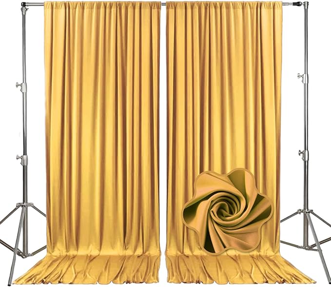 10ft x 10ft Khaki Backdrop Curtains for Parties, Fabric Satin Background Curtain with Rod Pockets for Weddings, Birthday, Baby Shower, Photography, Graduation Party Backdrop Drapes, 2 Panels