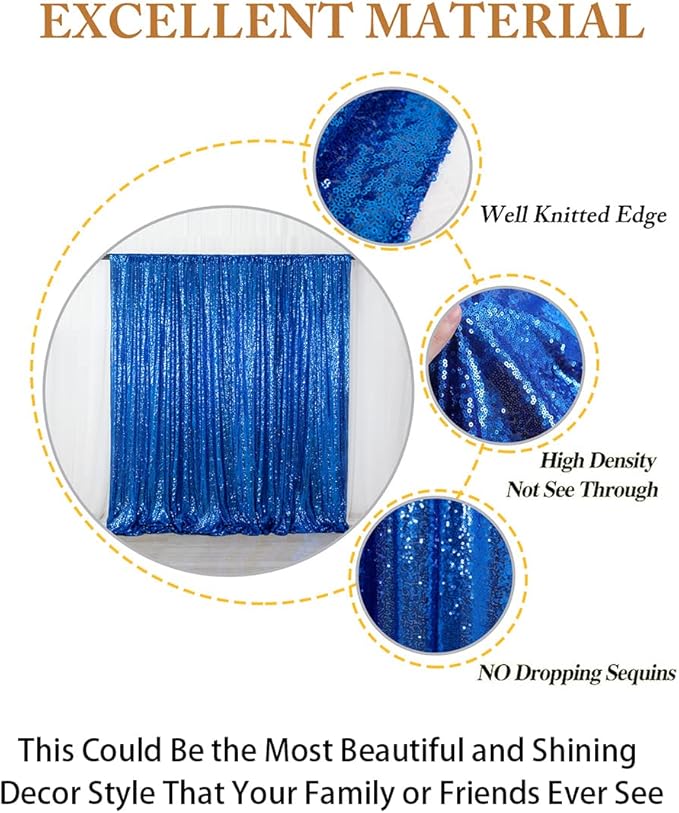 ShinyBeauty Royal Blue 8FTx8FT Sequin Photo Backdrop Sequin Backdrop Curtains Photography Backdrop Happy Birthday Backdrop for Party Chirismas Wedding Prom