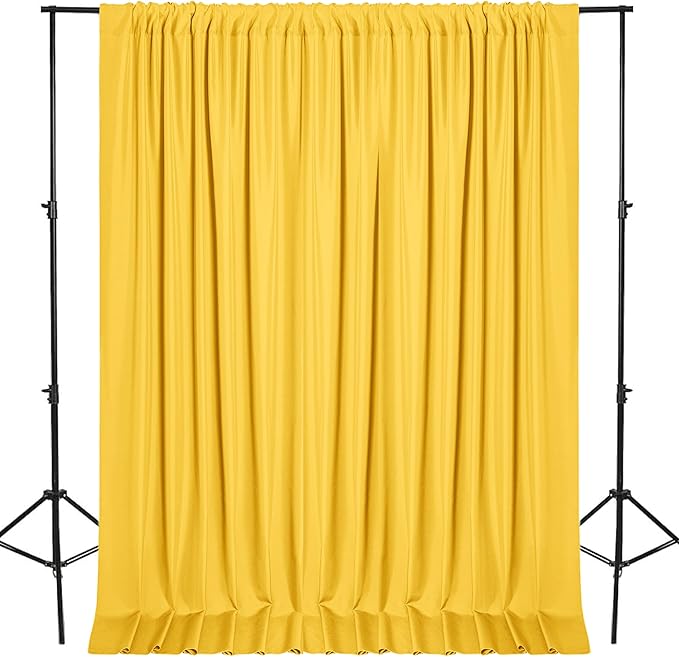 DWCN 10x8 FT Yellow Backdrop Curtains for Parties, Photography Backdrop Drapes with Rod Pockets for Wedding Decorations Stage Birthday Family Gatherings, 2 Panels 5ft x 8ft