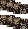 Artoid Mode Black Snowflake Let It Snow Winter Placemats Set of 6, 12x18 Inch Seasonal Christmas Table Mats for Party Kitchen Dining Decoration