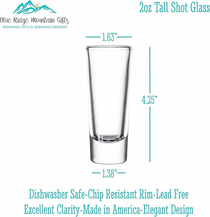 Custom Engraved Shot Glass – 2oz Tall Clear Glass – Personalized Gift for Wedding Party – Classic Etched Barware Keepsake for Groomsmen, Bridesmaids, and More (8)
