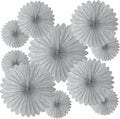 20 Pcs Silver Gray Hanging Paper Fan, Round Paper Fans Decorations Set for Weddings, Birthdays, Engagement, Bridal Shower, Baby Shower Event, Graduation, Party Supplies Decor