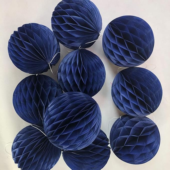 20pcs Honeycomb Decoration Paper Flower Balls Tissue Paper Pom Poms for Birthday Wedding Home Decor (3inch, Royal Blue)