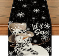 Artoid Mode Black Snowman Snowflake Let it Snow Winter Table Runner, Christmas Kitchen Dining Table Decoration for Home Party Decor 13x48 Inch
