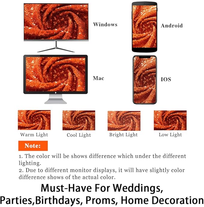 ShinyBeauty Sequin Curtains 2 Panels 4x10ft Orange Sequin Backdrop Curtains Sparkly Curtain Selfie Wall for Parties Wedding Decoration