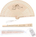 50 PCS Custom Fans Personalized Folding Fans for Line Dancing Wooden Hand Fan Wedding Favors Bulk Fans for Guests Party Event Use (Style01)