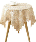 Lace Tablecloth Round Lace Vintage Round Tablecloth Decorative Exquisite Border Table Cover for Party Wedding Home Decorations, Round-48, Beige