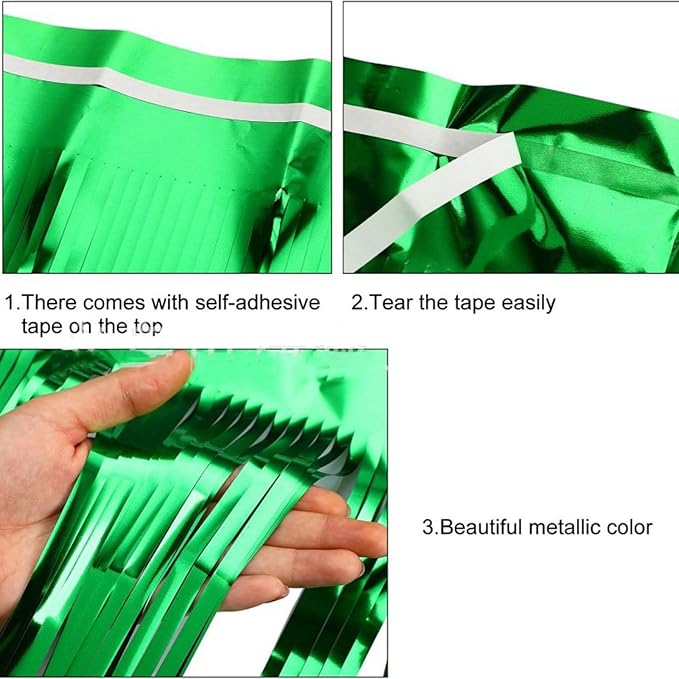 4 Pack Metallic Foil Fringe Tinsel Table Skirts,29x108 Inch Party Disposable Table Skirt Banner for Hotel Banquet Parade Floats Mardi Gras Holiday Birthday Wedding New Year Party Decoration(Red)