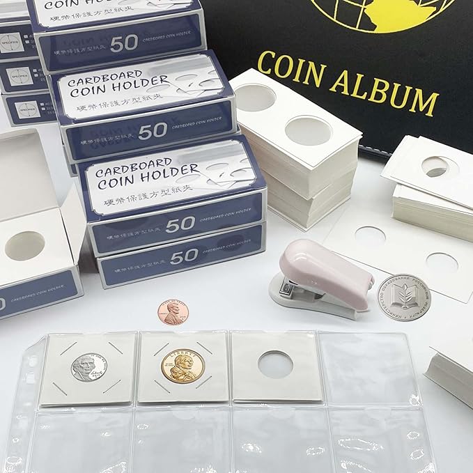 200 PCS Premium Cardboard Coin Flips 2 x 2 inch Coin Collection Supplies for Penny, Mylar Coin Flips Coin Holders for Collectors (Penny Coin Flips)