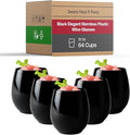 Smarty Had A Party 12 oz Black Disposable Stemless Wine Glasses (64) – Fancy Plastic Cups for Parties & Weddings – Outdoor Cocktail Glasses; Cocktail Glasses Disposable Classy; Unbreakable Glasses