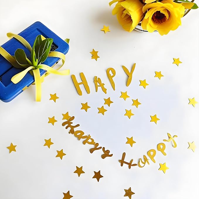 Gold Star Confetti - 60g (2.11OZ) Shiny Gold Table Confetti for Weddings, Parties, Celebrations – Biodegradable Glitter Star for Tables, Cards, Photo Backdrops