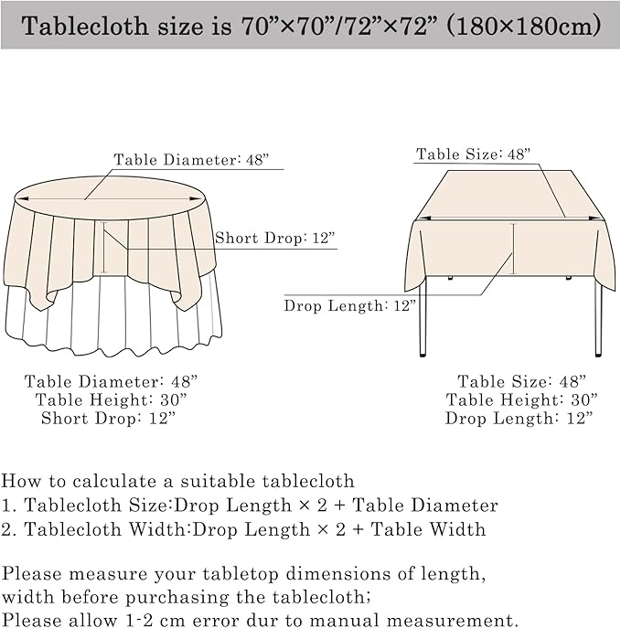 ShinyBeauty Rose Gold Table Cloths for Party 2 Packs, 72X72 Inch Sequin Tablecloths Square Glitter Table Cloth Overlay Rose Golden Tablecloths Rectangular for Wedding, Birthday Tables