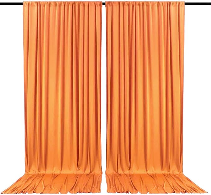 2 Panels Orange Backdrop Curtain, 10 x 7 Feet Background Curtains for Parties, Weddings, Baby Showers, Bachelorette Halloween, Christmas Birthday Party Photoshoot Backdrop Curtains Decorations