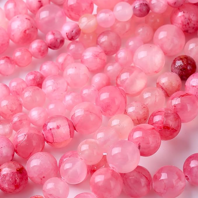 Blood Red Persian Jade Stone Beads Gemstone Round Crystal Energy Jade Beads Stone Beads for Jewelry Making DIY Bracelet Necklace Jewelry Making 1 Strand 15.5inch 4MM