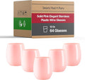 Smarty Had A Party 64 Glasses 12 oz. Solid Pink Elegant Stemless Plastic Wine Glasses, Disposable Drinkware, Plastic Wine Glasses for Parties