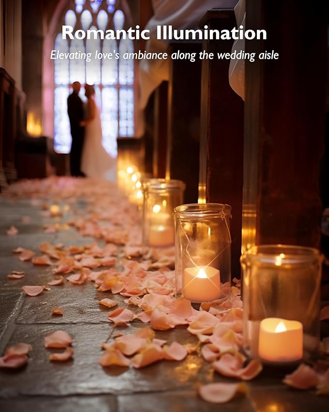 Homemory 72-Pack Novelty Flickering Flameless Tea Lights, 200+Hours Battery Operated, Fake Electric LED Votive Candles for Small Wedding Table Centerpieces, Proposals, Anniversaries