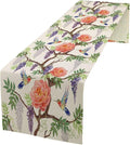 Vintage Bird Flower Table Runner Seasonal Spring Purple Wisteria Garden Plants Lavender Pink Florals Farmhouse Country Kitchen Dinner Runner Dining Table Decoration for Home Party Holiday 13"x108"