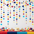 Red Blue Yellow Party Decorations Circle Dots Garland Hanging Paper Polka Dot Streamer for Carnival Circus Clown Fiesta Festivals Birthday Wedding Bridal Shower Wedding Baby Shower Party Supplies