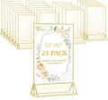 EHWINE 24 Pack Acrylic Sign Holder 5.5 x 8.5, Double Sided Gold Picture Frame Stand up Table Top Sign Holders, Clear Display Stand Menu Flyer Holder for Wedding Party