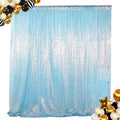 ShinyBeauty Aqua Photo Backdrop - 7FTx7FT Sequin Sparkle Iridescent Mermaid Fabric Photograph Aqua Blue Birthday Wedding Background
