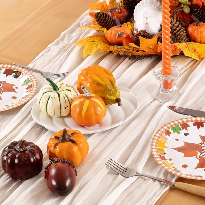 Ivory White Cheesecloth Table Runner 4 Pack Fall Table Runners Boho Gauze 120 Inches White Cheese Cloth Fall Table Decorations for Thanksgiving Weddings Bridal Baby Shower