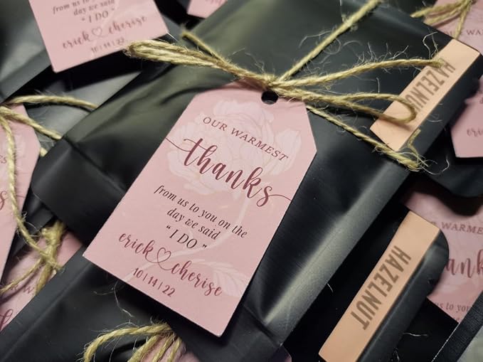 Personalized Gift Tags, Thank You Tags for Wedding Birthday Business Party Favors, Custom Hang Tags with Your Text and String, 2 X 3.75 Inch (Wreath Pattern 1)