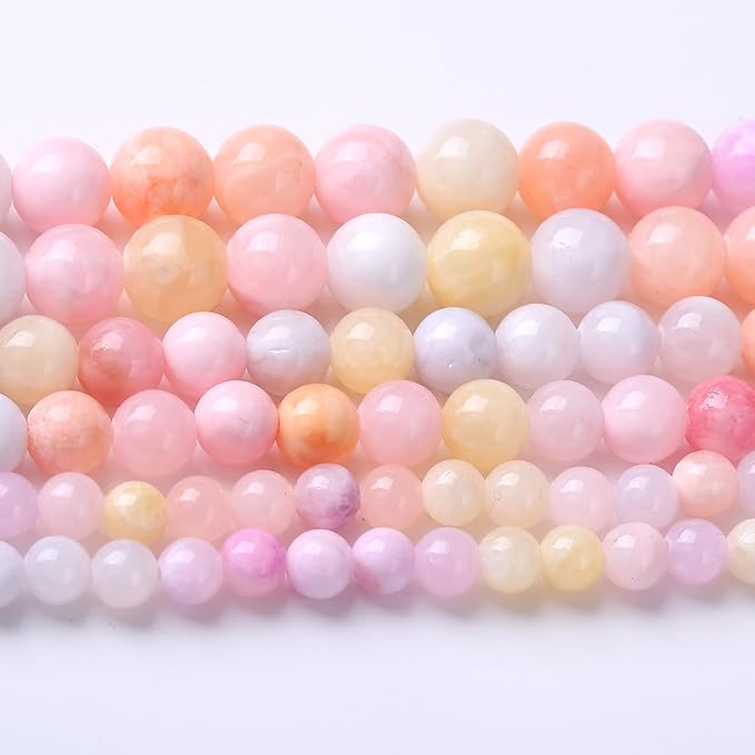 Colorful Rice Topaz Stone Beads Gemstone Round Crystal Energy Jade Beads Stone Beads for Jewelry Making DIY Bracelet Necklace Jewelry Making 1 Strand 15.5inch 60PCS 6MM