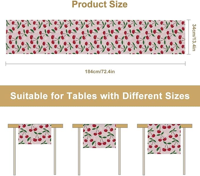 Cherry Table Runner,Spring Summer Fruit Table Runner for Kitchen Dining Table Home Party Decoration 13x36 Inch