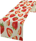 Strawberry Table Runner Spring Summer Wild Berry Fruit Theme Dinner Runner for Girl Baby Shower Party Holiday Home Kitchen Dining Table Decor 13x90