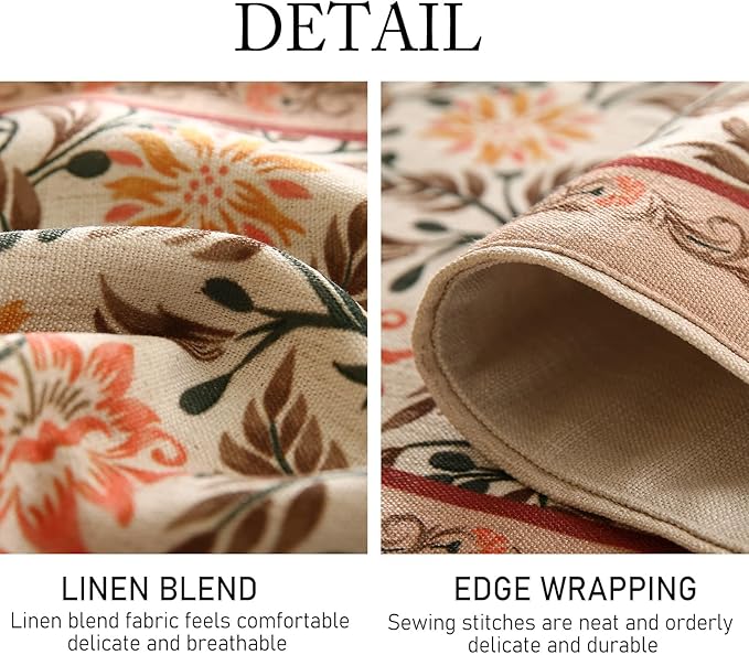 ISAENNE Designer French Elegant Linen Table Runner 87 Inches Long,Farmhouse Lily Pattern Decor Table Runners for Dining Tables,Thanksgiving,Kitchen Tables,Christmas,12"*87"-Aurora A